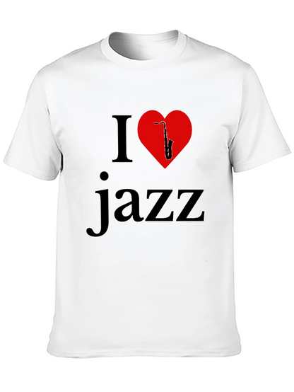 I Love Jazz T-Shirt - Saxophone Heart Design