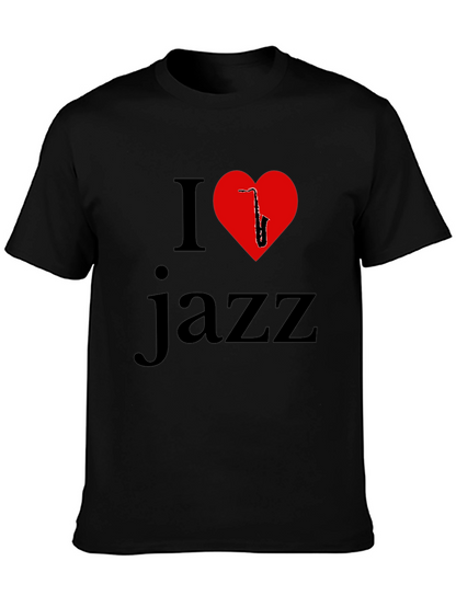 I Love Jazz T-Shirt - Saxophone Heart Design