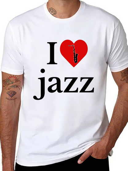 I Love Jazz T-Shirt - Saxophone Heart Design
