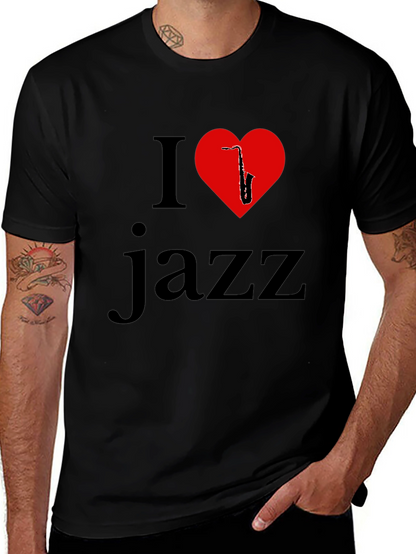 I Love Jazz T-Shirt - Saxophone Heart Design