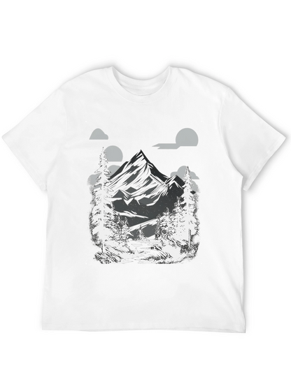 Mountain Scene Graphic Tee - Black Cotton Blend