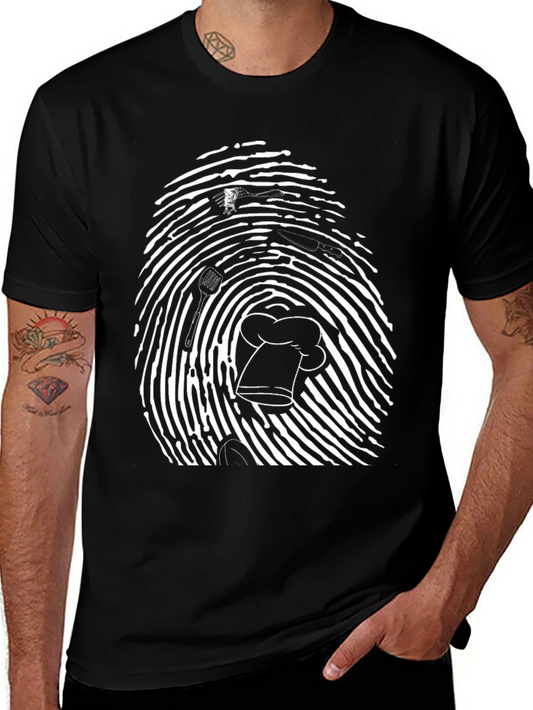 Chef Fingerprint T-Shirt - Black Unique Design