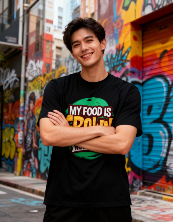 MY FOOD IS GROWN NOT BORN Vegan Graphic T-Shirt - Plant-Based Vegetarian Casual Tee