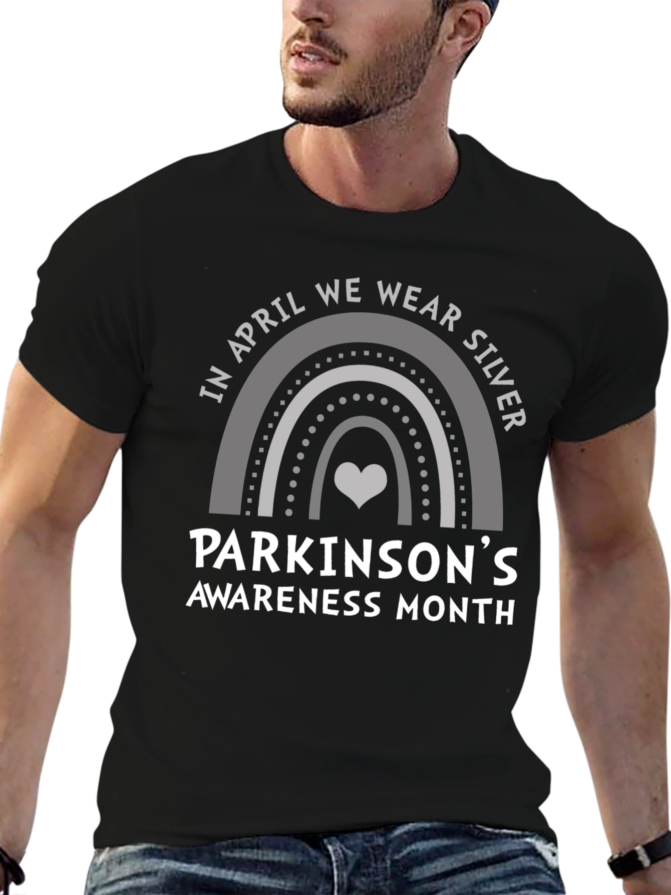 Parkinsons Awareness Silver Rainbow T-Shirt