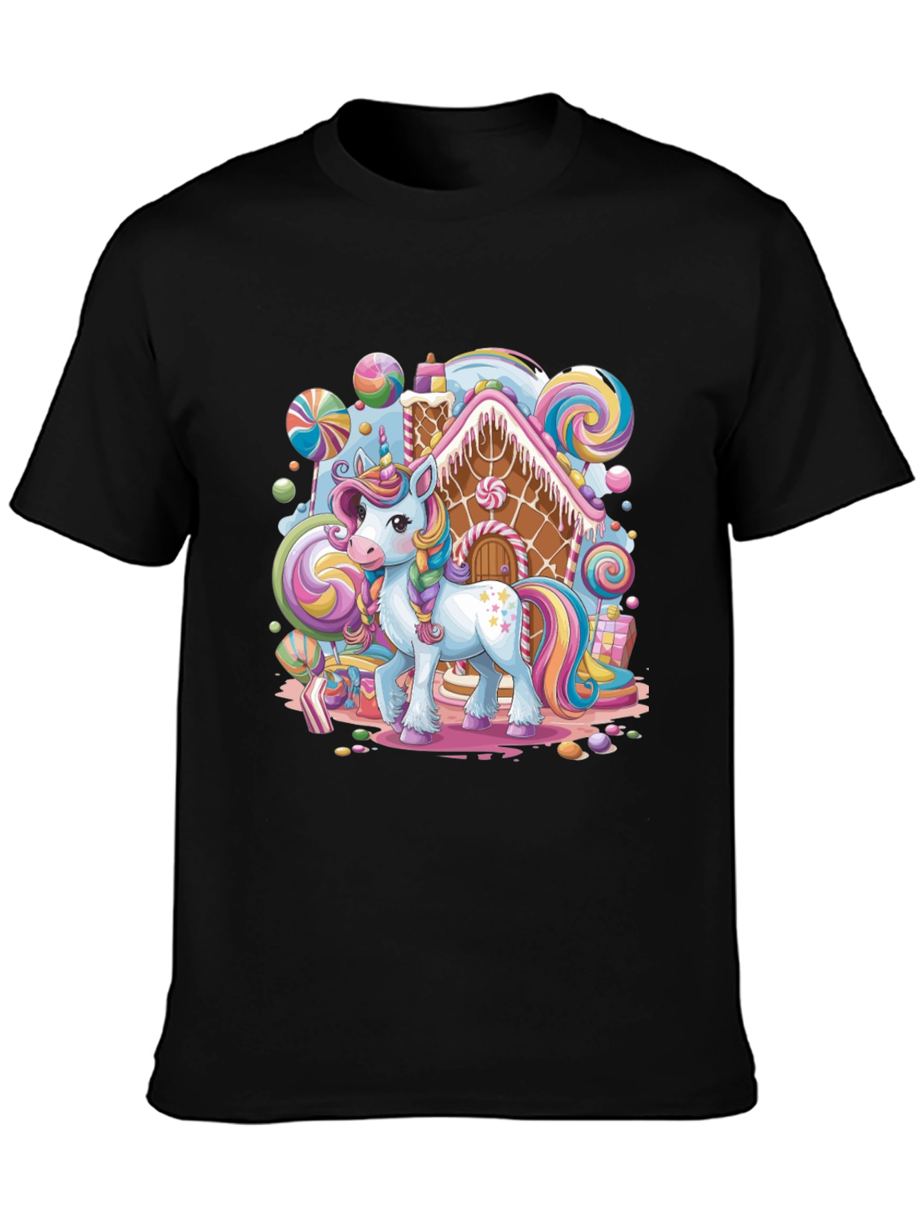 Unicorn Candy House Graphic T-Shirt