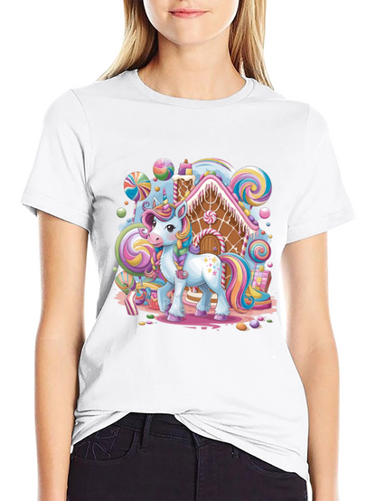 Unicorn Candy House Graphic T-Shirt