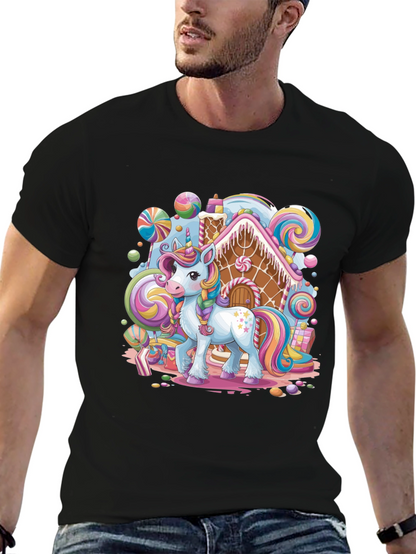Unicorn Candy House Graphic T-Shirt