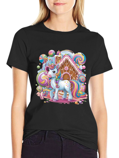 Unicorn Candy House Graphic T-Shirt