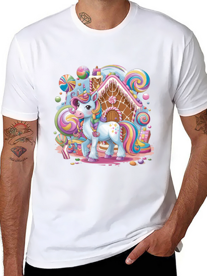 Unicorn Candy House Graphic T-Shirt