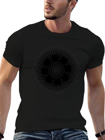 Abstract Geometric Graphic T-Shirt - Black