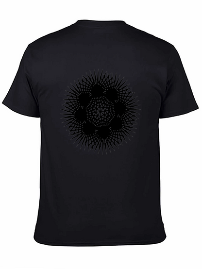 Abstract Geometric Graphic T-Shirt - Black