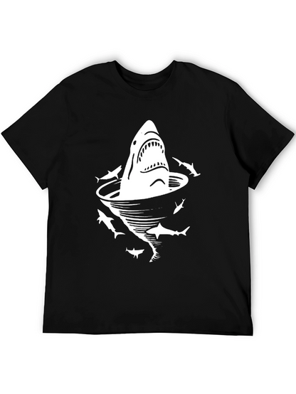 Shark Vortex Graphic Tee - Black Cotton T-Shirt