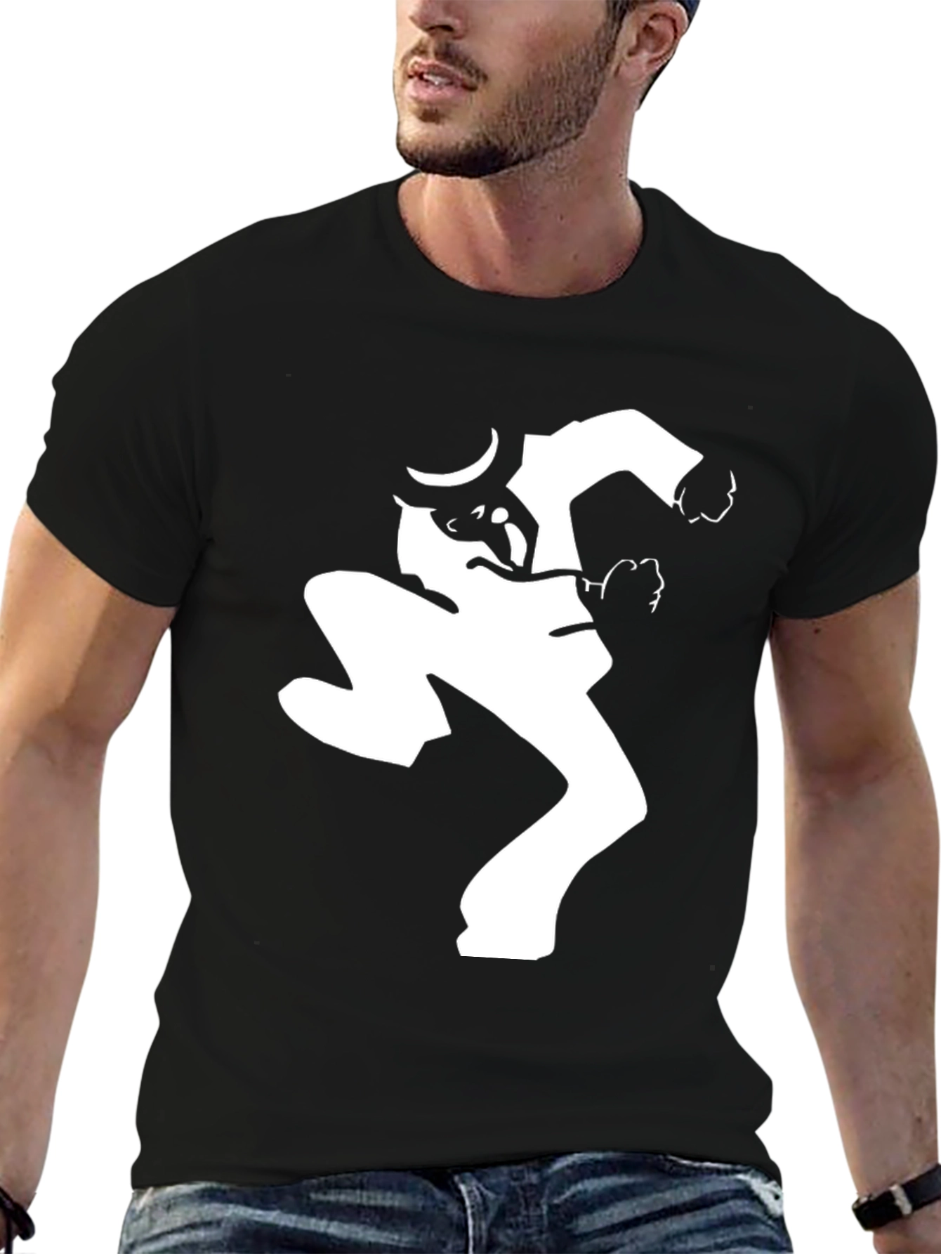 Black T-Shirt with Silhouette Graphic