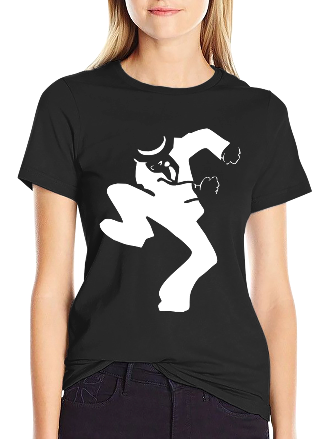 Black T-Shirt with Silhouette Graphic