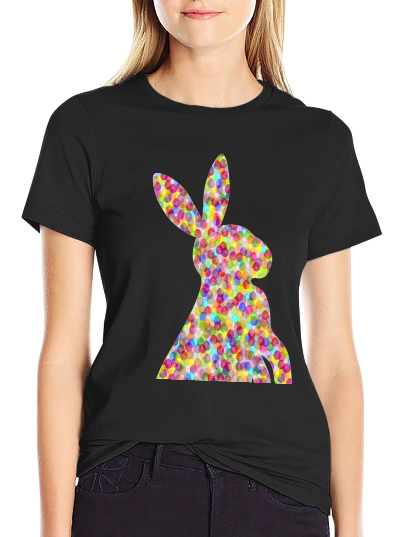 Easter Bunny Eggs Black T-Shirt