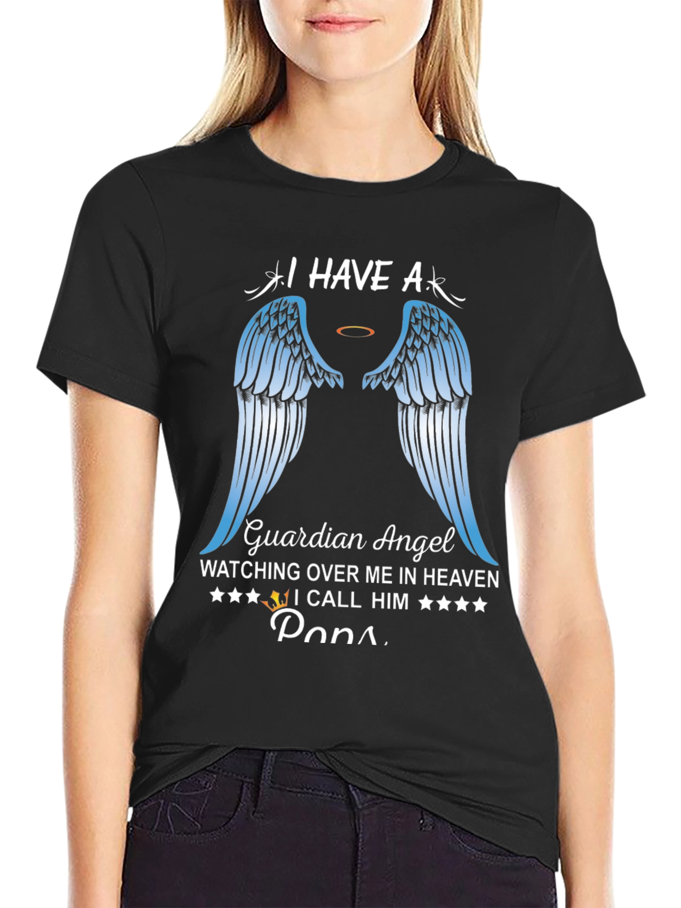 Guardian Angel Papa T-Shirt Memorial Heaven Wings