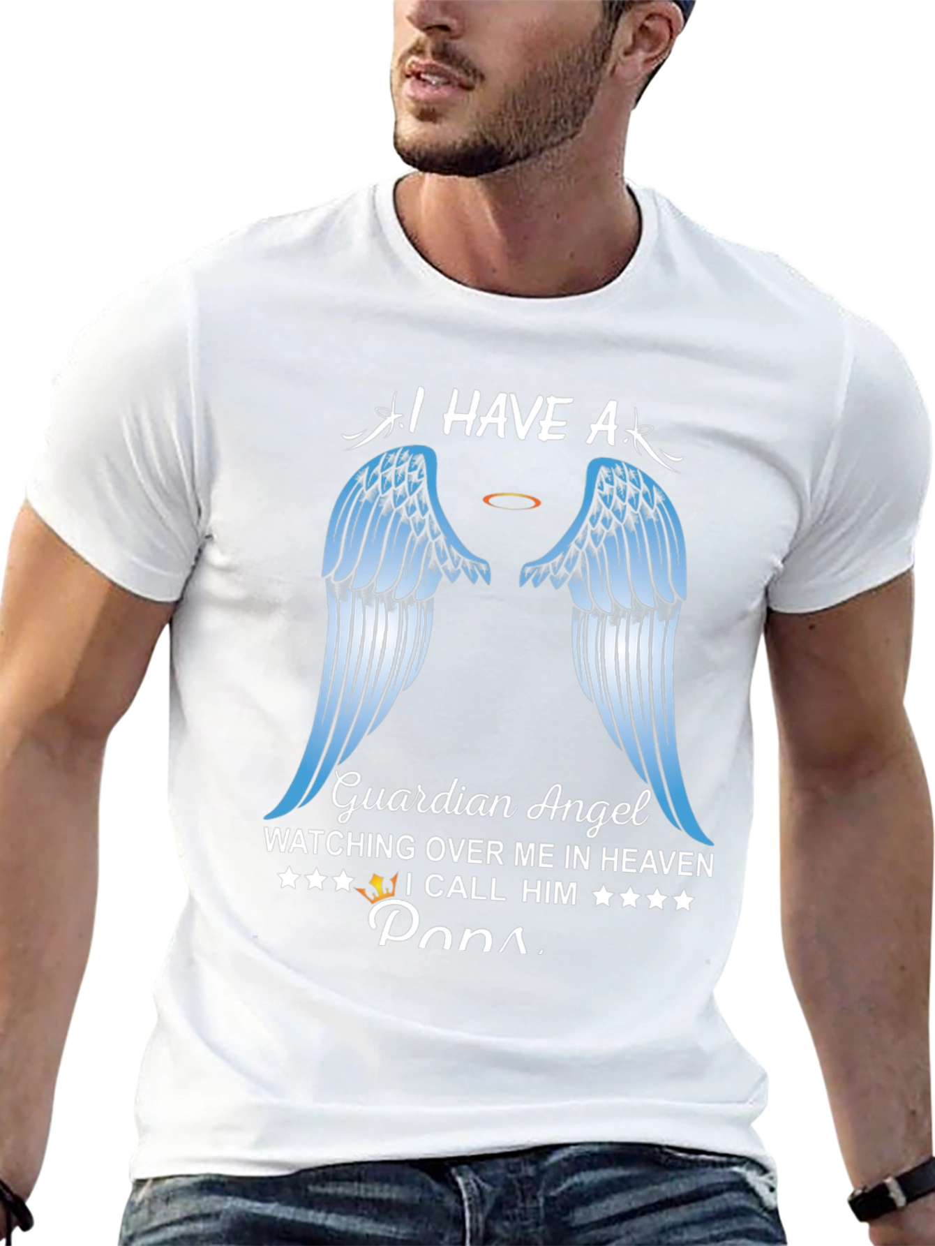 Guardian Angel Papa T-Shirt Memorial Heaven Wings