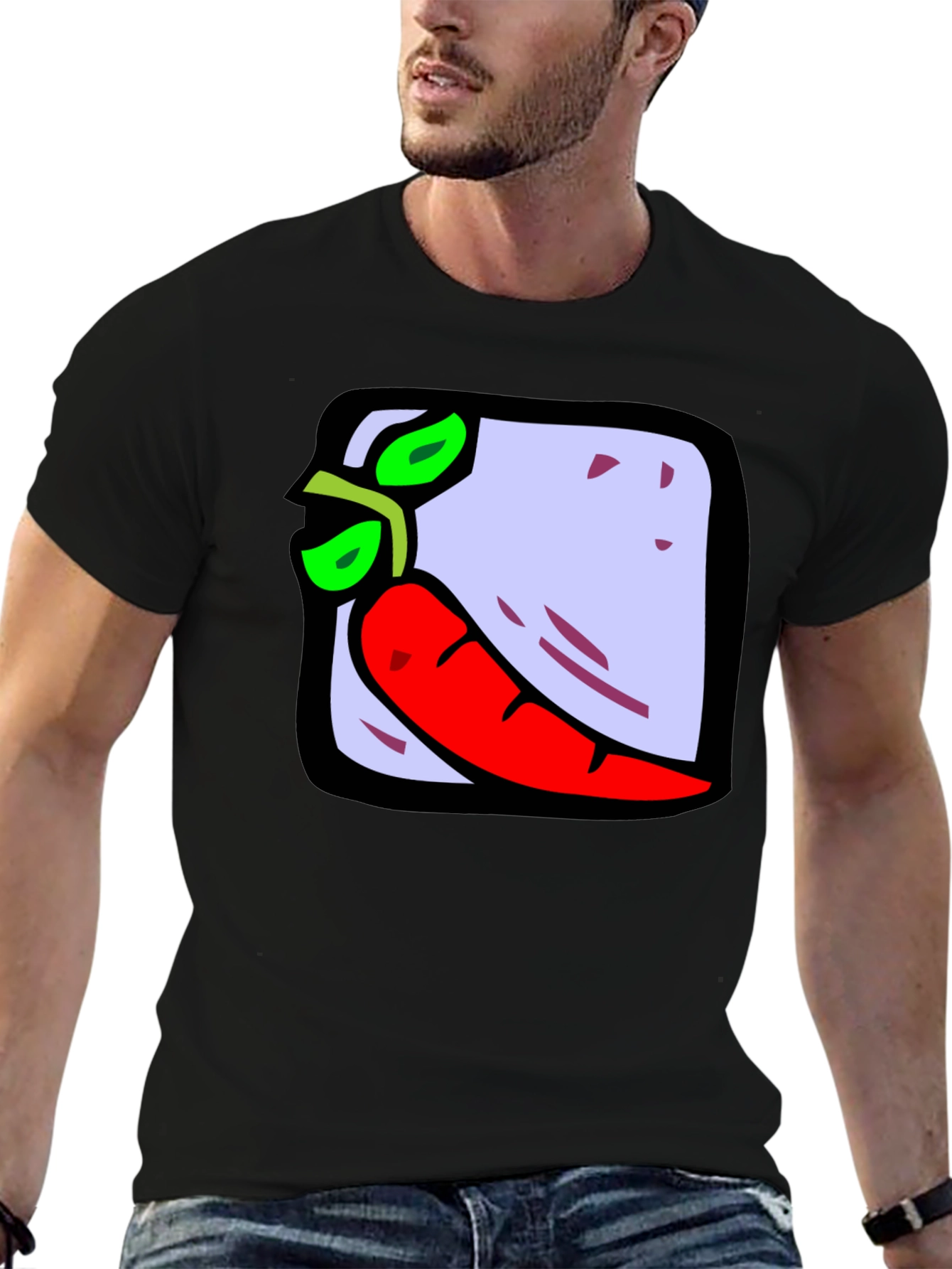 Funny Pepper Graphic Black T-Shirt