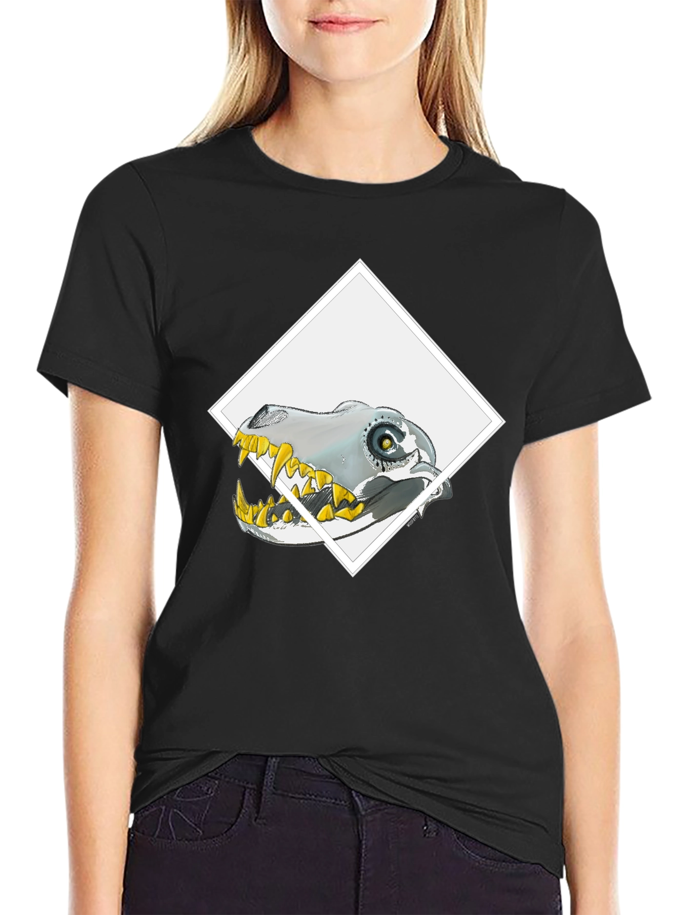 Robo-Dino Graphic Tee - Black Cotton Blend