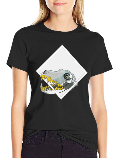 Robo-Dino Graphic Tee - Black Cotton Blend