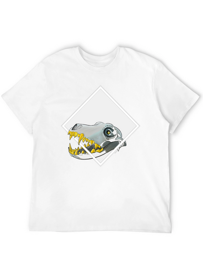 Robo-Dino Graphic Tee - Black Cotton Blend