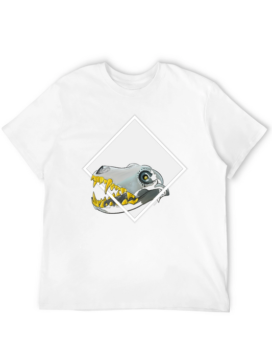 Robo-Dino Graphic Tee - Black Cotton Blend