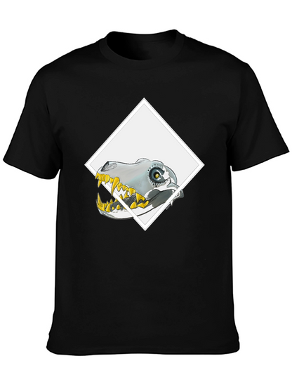 Robo-Dino Graphic Tee - Black Cotton Blend