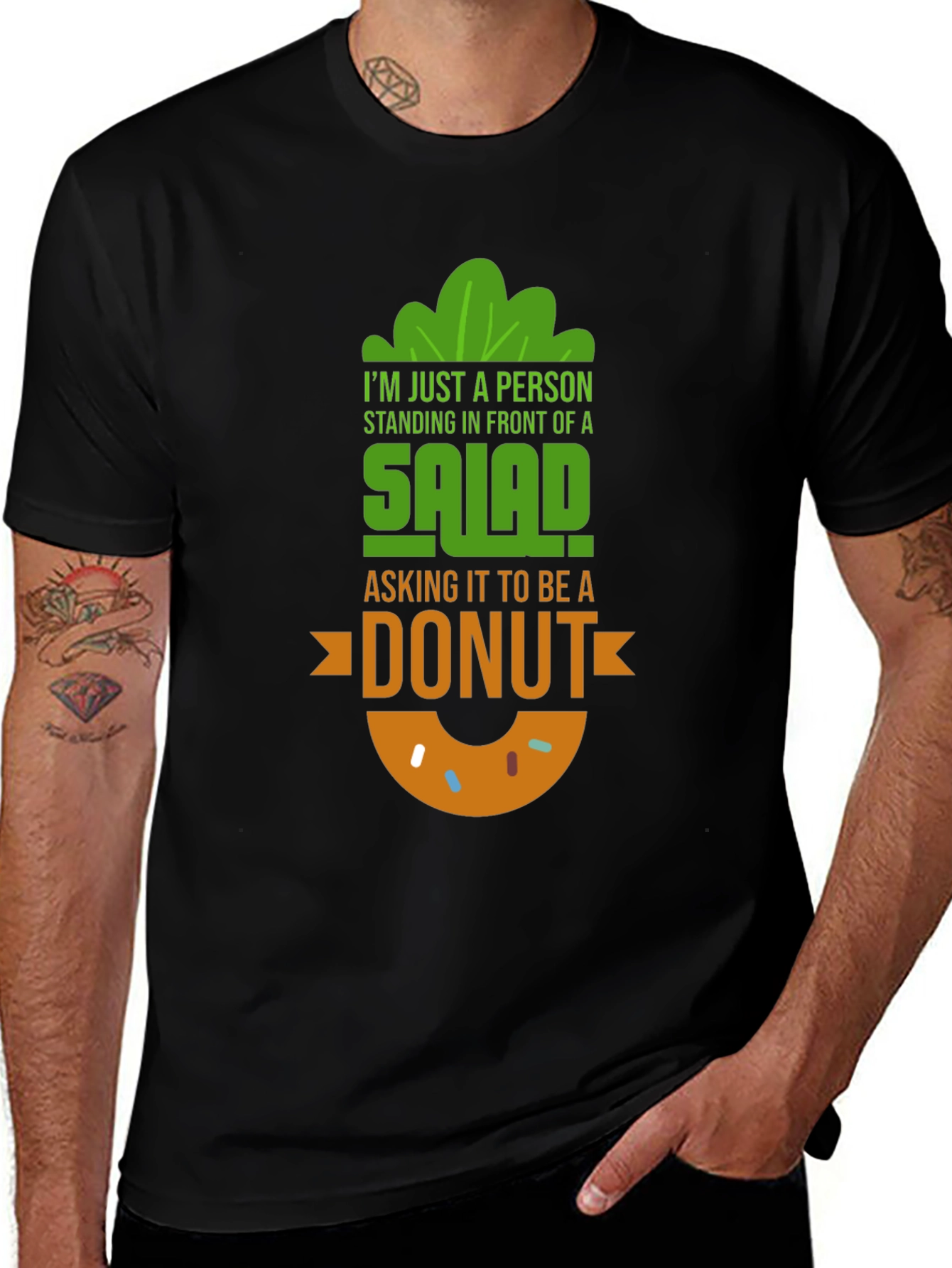 Salad to Donut Graphic Tee - Funny Foodie Shirt