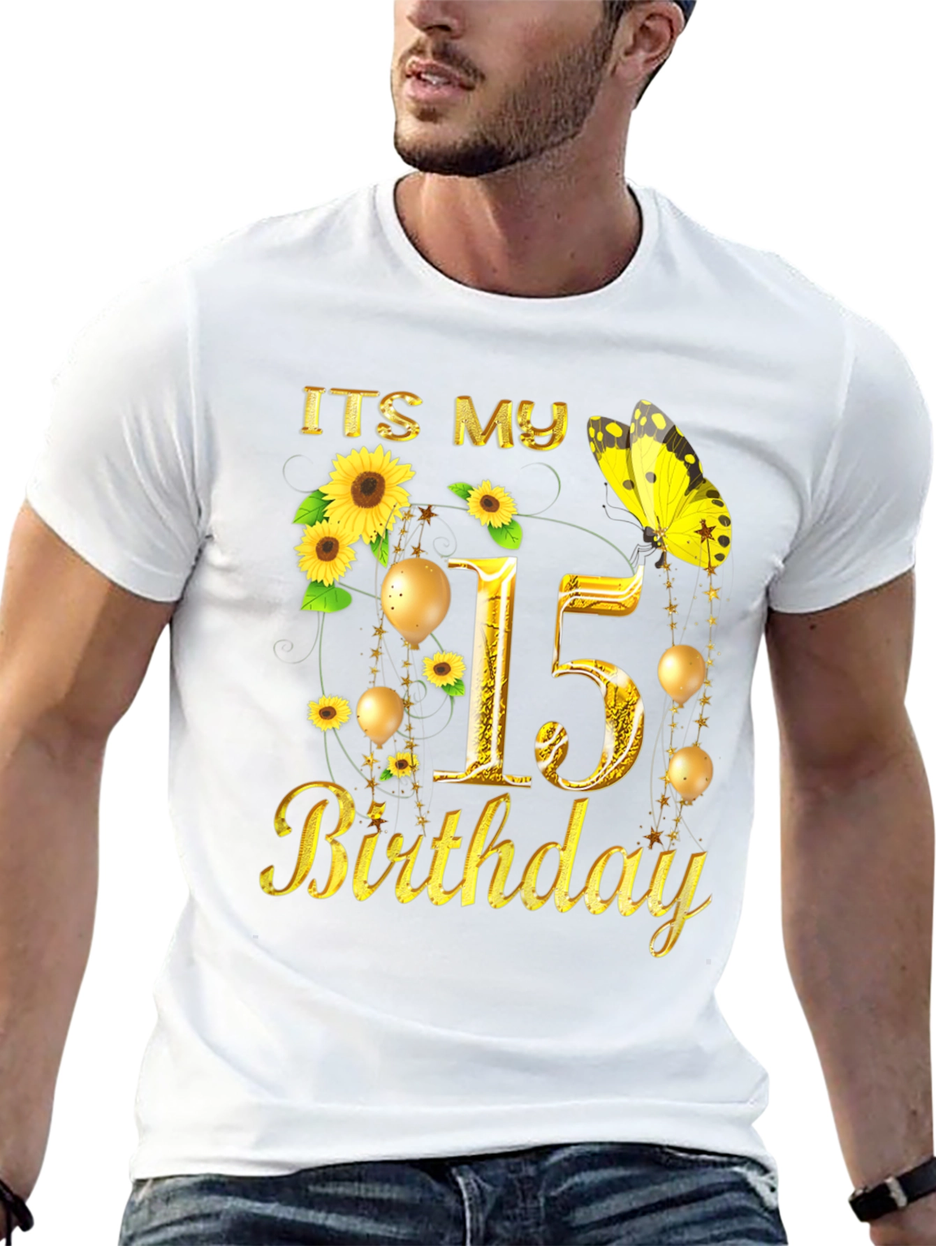 Its My 15th Birthday T-Shirt Sunflower Butterfly