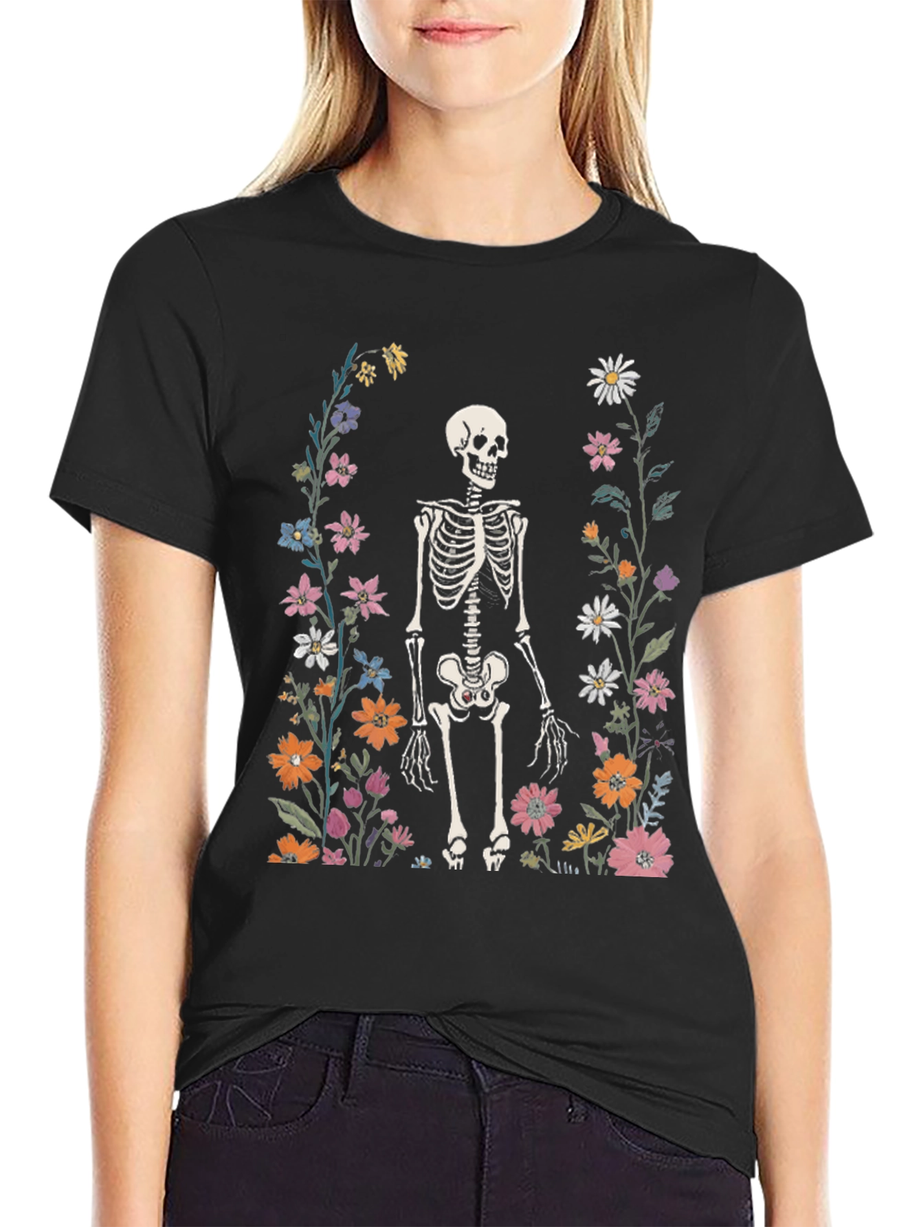 Floral Skeleton Graphic Tee - Mens
