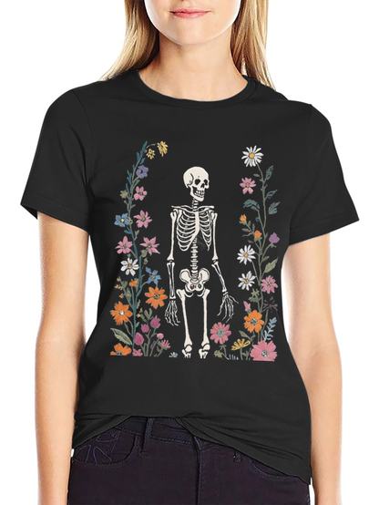 Floral Skeleton Graphic Tee - Mens