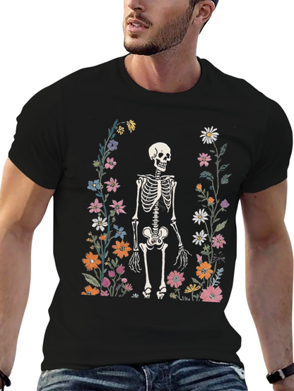 Floral Skeleton Graphic Tee - Mens