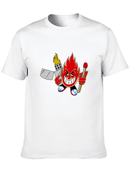 Fiery Cartoon Character Graphic T-Shirt