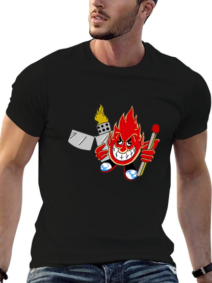 Fiery Cartoon Character Graphic T-Shirt