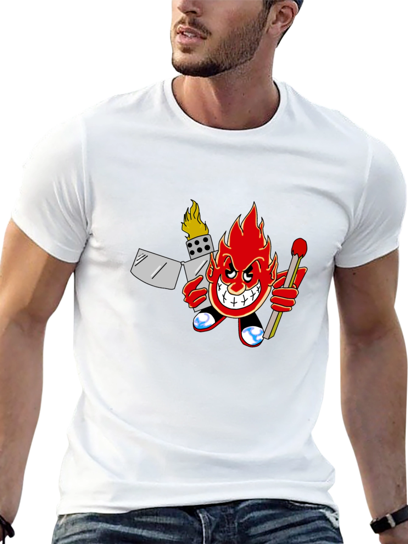 Fiery Cartoon Character Graphic T-Shirt