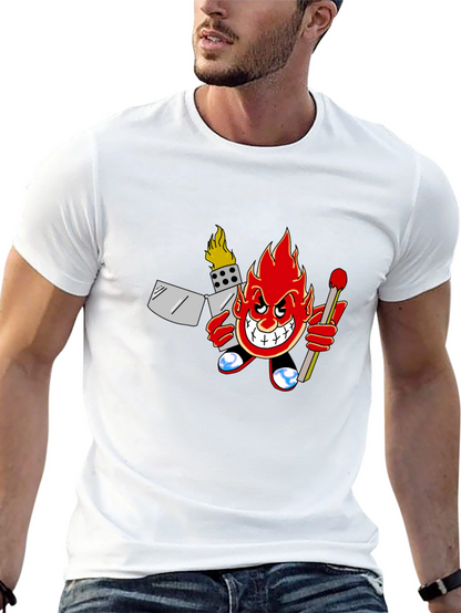 Fiery Cartoon Character Graphic T-Shirt