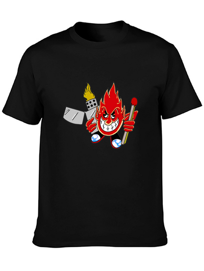 Fiery Cartoon Character Graphic T-Shirt