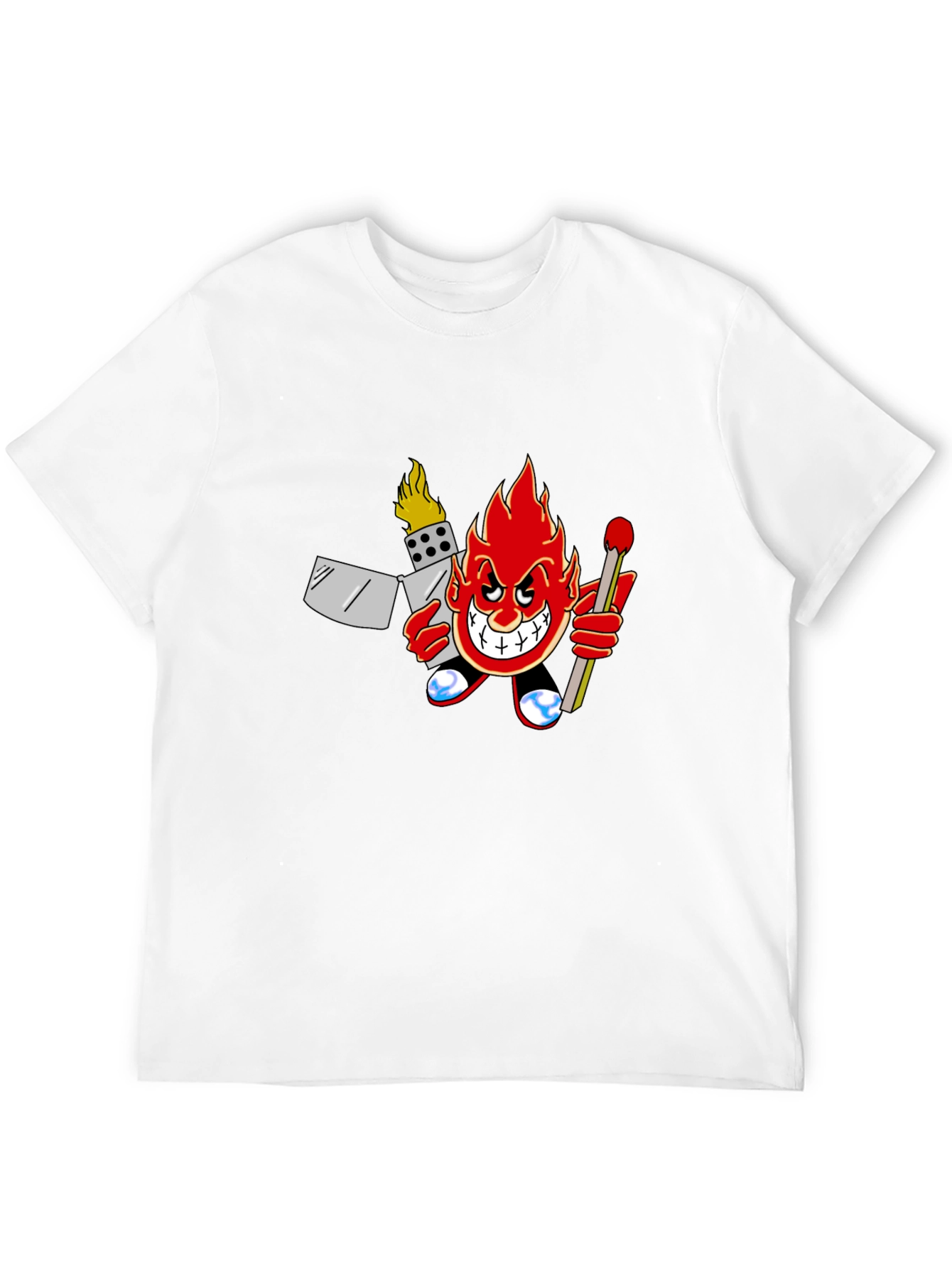 Fiery Cartoon Character Graphic T-Shirt