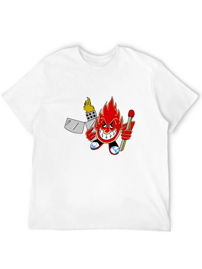 Fiery Cartoon Character Graphic T-Shirt