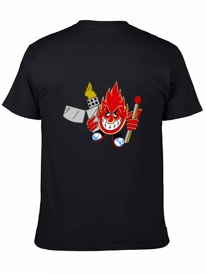 Fiery Cartoon Character Graphic T-Shirt