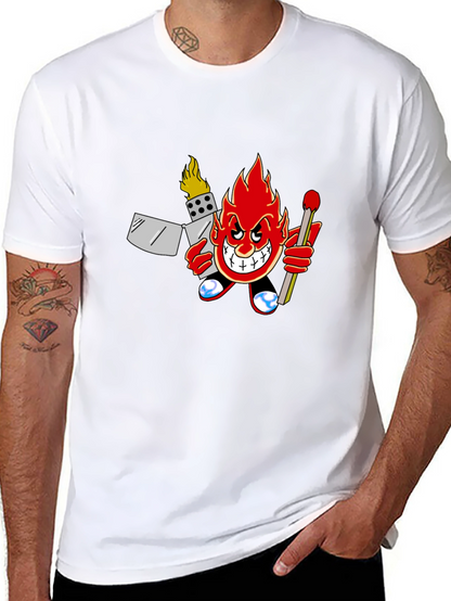Fiery Cartoon Character Graphic T-Shirt