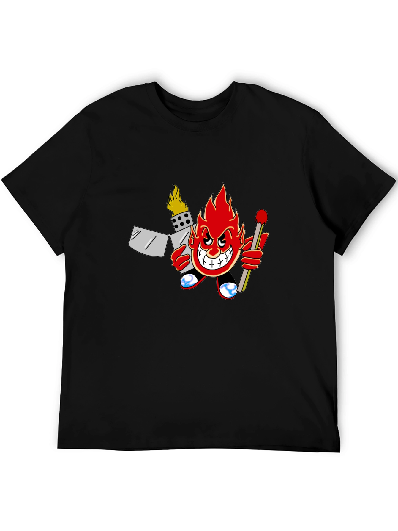 Fiery Cartoon Character Graphic T-Shirt