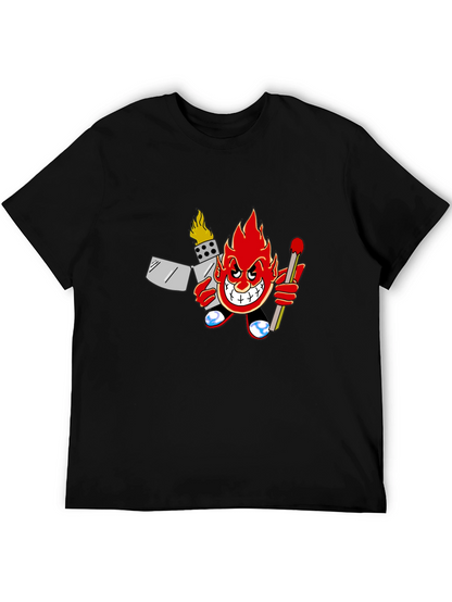 Fiery Cartoon Character Graphic T-Shirt