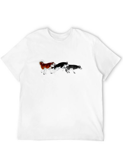 Husky Dog Pack T-Shirt - Black Cotton Tee