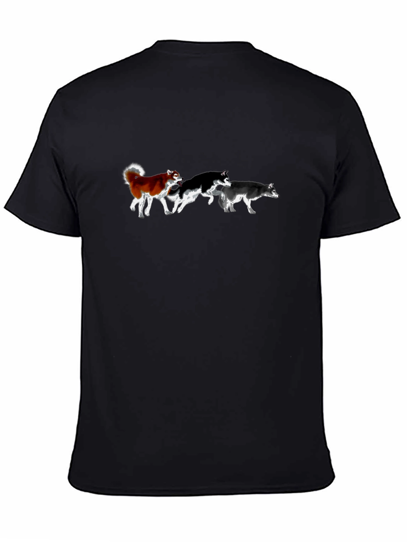 Husky Dog Pack T-Shirt - Black Cotton Tee