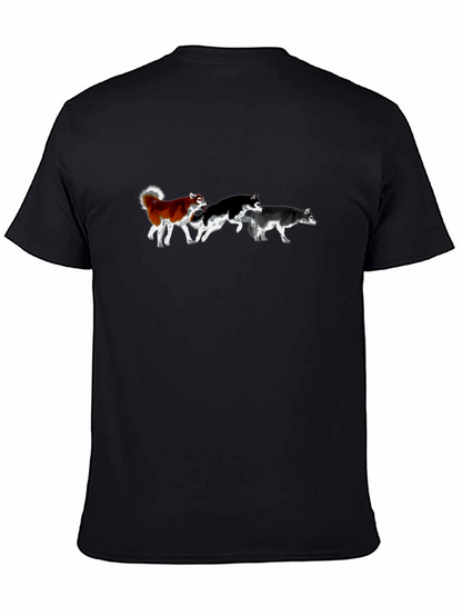 Husky Dog Pack T-Shirt - Black Cotton Tee