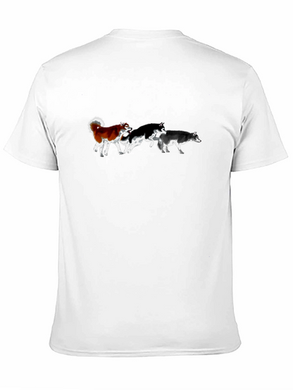Husky Dog Pack T-Shirt - Black Cotton Tee