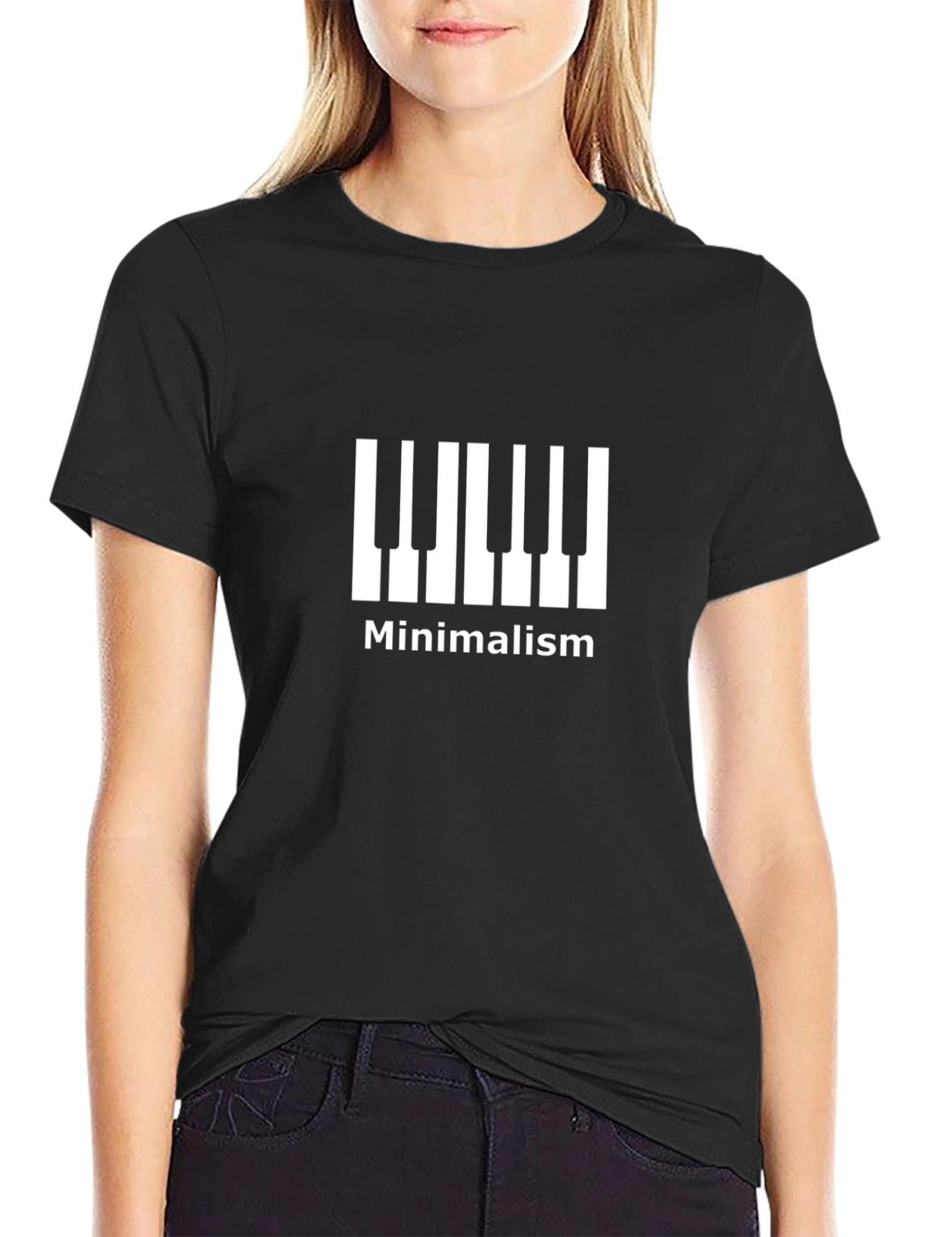 Minimalist Piano Keys Graphic Tee - Black