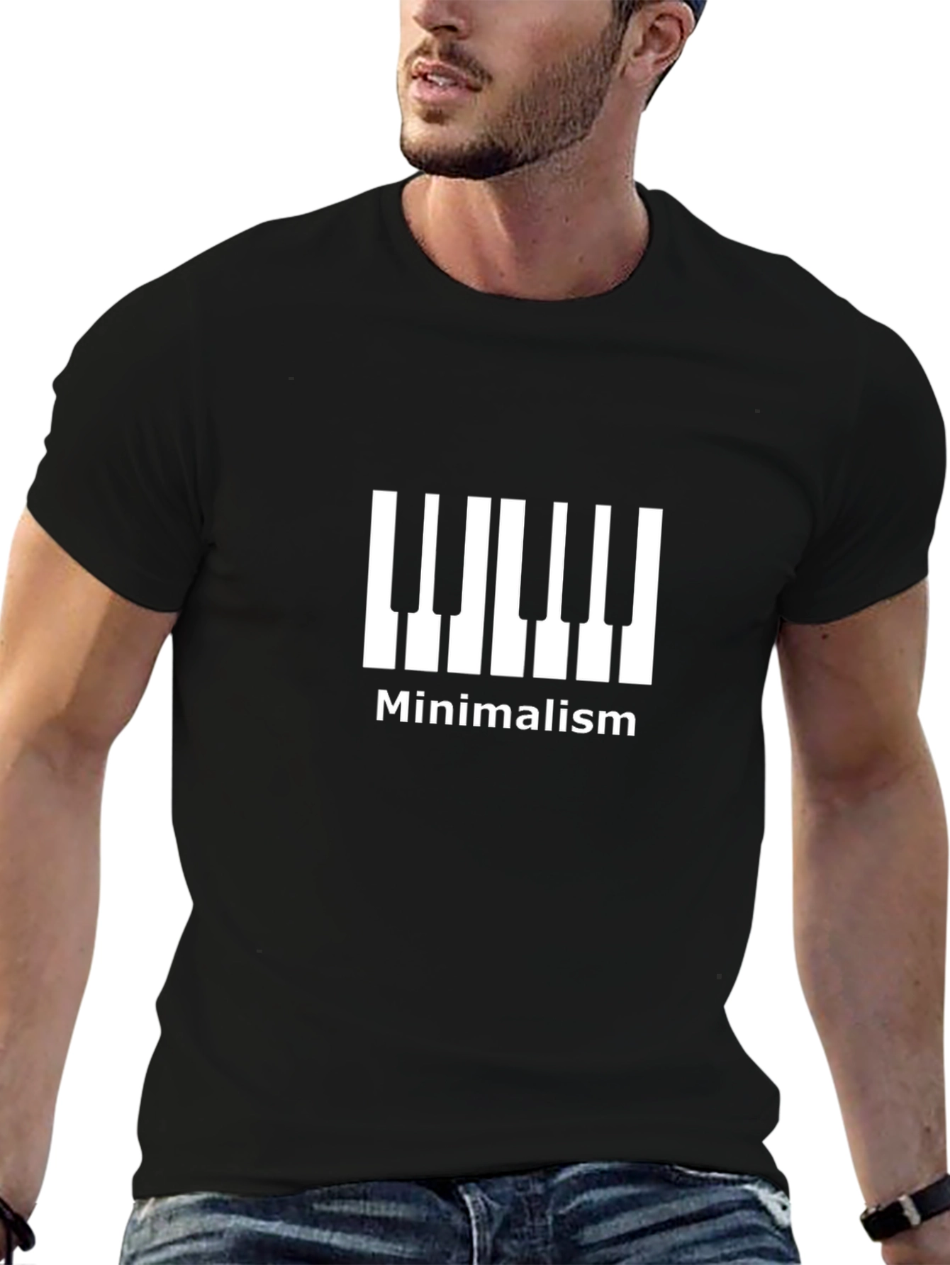Minimalist Piano Keys Graphic Tee - Black