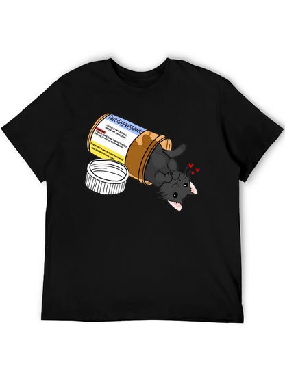 Antidepressant Cat Pill Bottle Graphic T-Shirt